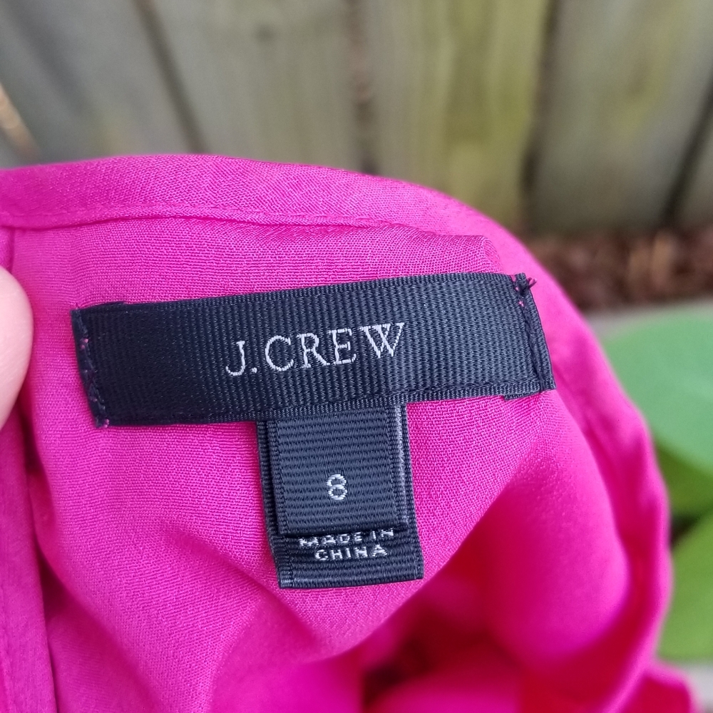J Crew Hot Pink Peplum Lace Sleveless Top - Picture 6 of 7